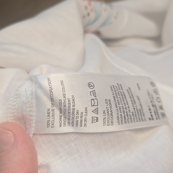 Tommy Bahama White Tunic with Floral Embroidery 100% Linen - Picture 6 of 6